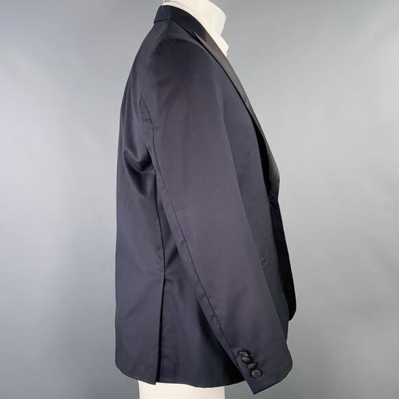 BRIONI Size 40 Regular Navy Black Two Toned Wool Peak Lapel Sport Coat - Picture 3 of 9